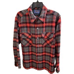 Pendleton  Board Shirt Red Gray Black Plaid Sz Medium  USA VTG 1980’s